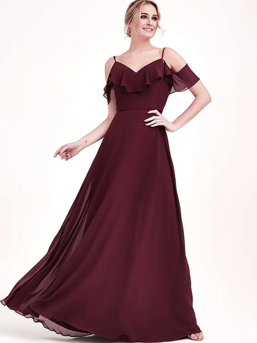 English Rose 1 Of 3 Ways Cold Shoulder Chiffon Bridesmaid Dress