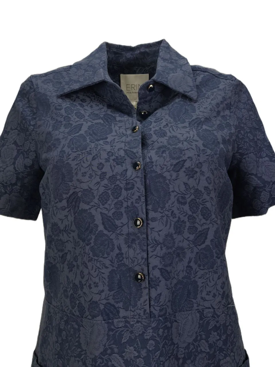 ERIN Women's Blue Embroidered Denim Dress #60819527640 4 NWT
