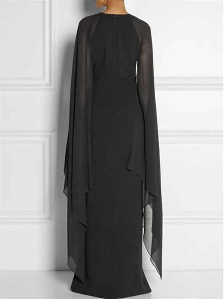 Female O-neck Sexy Split Irregular Shawl Gown Dress