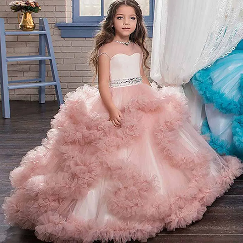 Flower Girl Dresses Tiers Tulle Ball Gown Little Girl Wedding Dresses Little Girls Gowns