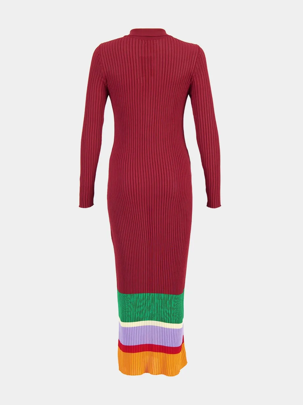Fluorite Purple Potion Long-Sleeve Knitted Dress with Buttons