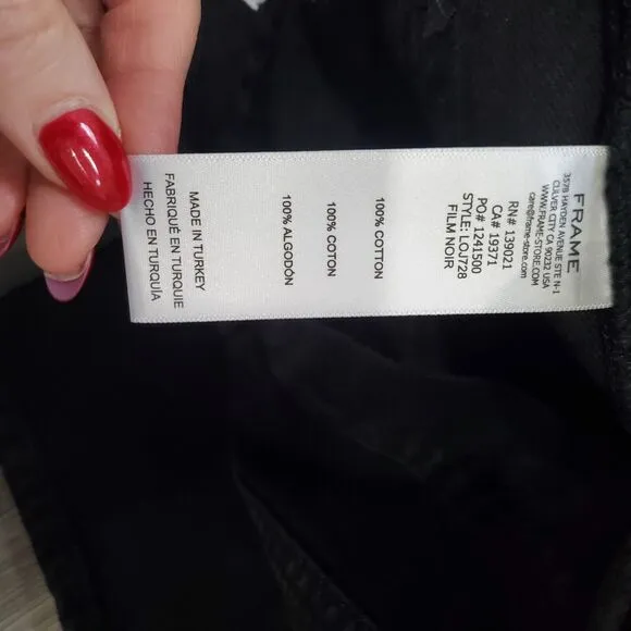 FRAME Jeans Size 29* Le Original Straight Ankle Black Button Fly (marked 30)