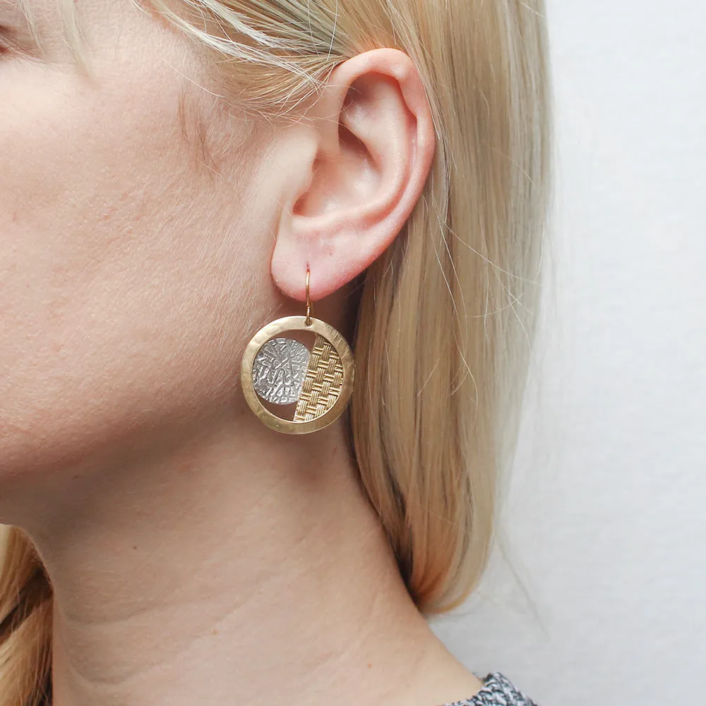 Frame with Crinkle Disc and Basketweave Semi Circle Wire Earring