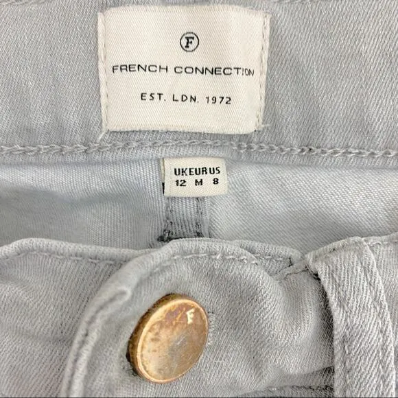 French Connection High Rise Rebound Skinny Jeans Grey Gray Stretch High Rise 8