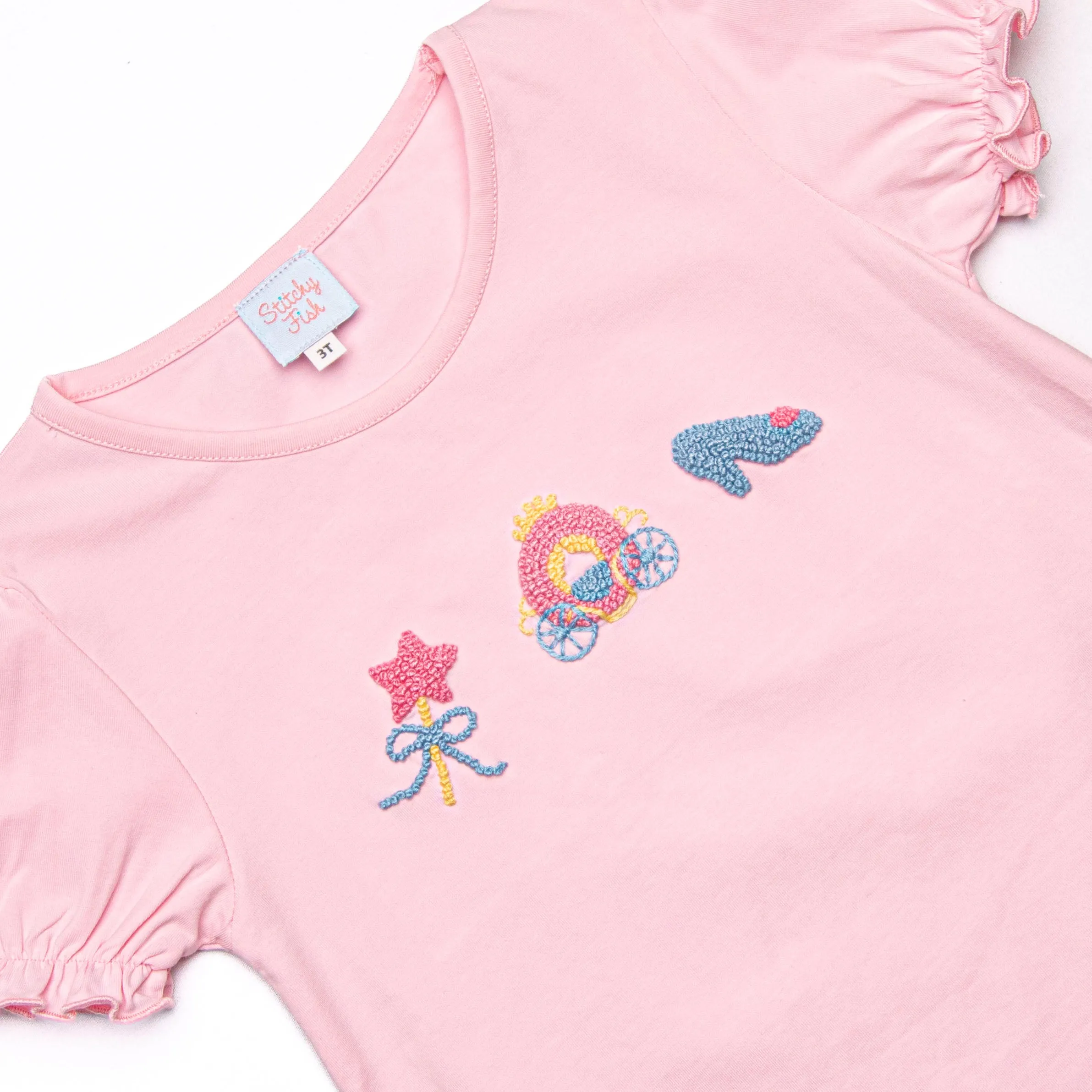 French Knot Fairytale Embroidered Short Set, Pink