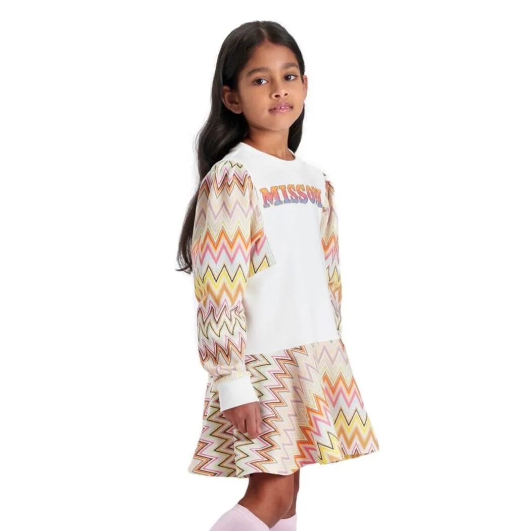 Girls Orange Zig Zag Dress