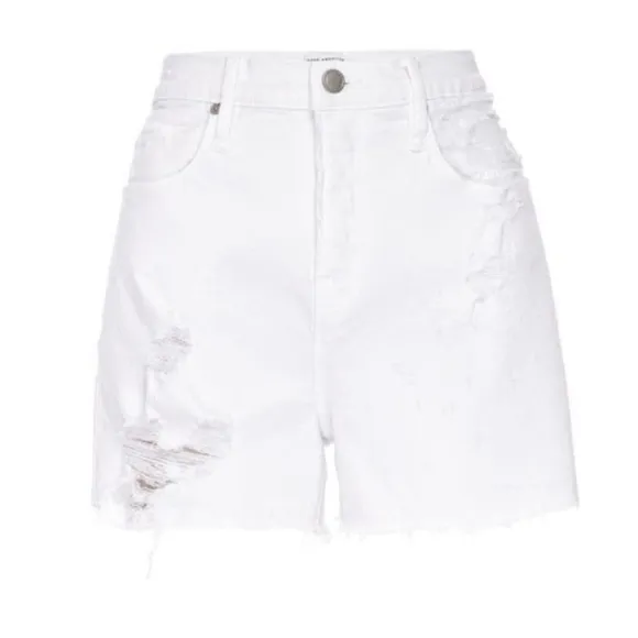 GOOD AMERICAN Good '90s Denim Shorts in white size 6