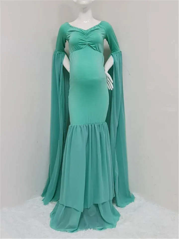 Gorgeous Sweetheart Neckline Off Shoulder Front Ruched Chiffon Mermaid Maternity Gown
