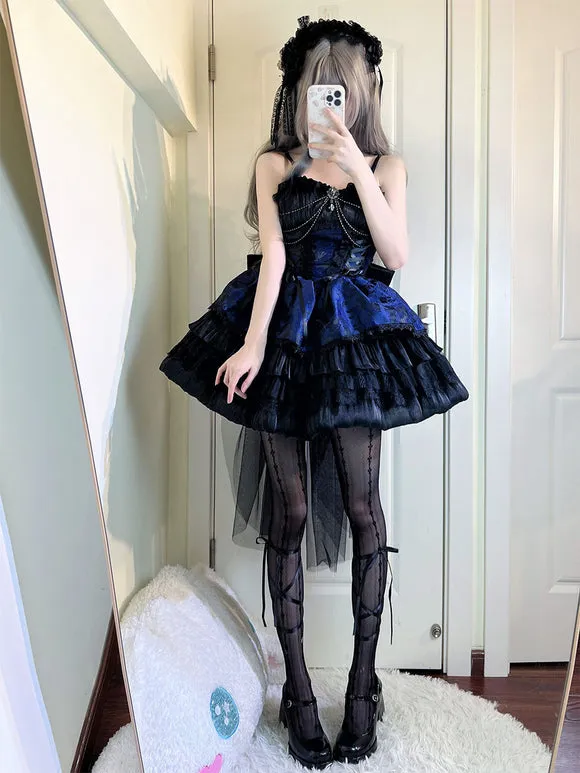 Gothic Lolita Dresses Lace Bows Jacquard Pink Burgundy