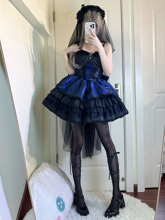 Gothic Lolita Dresses Lace Bows Jacquard Pink Burgundy