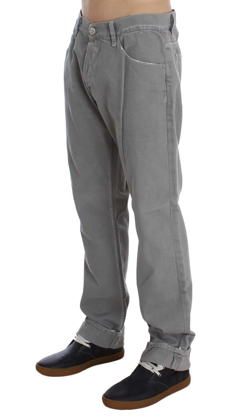 Gray Cotton Straight Fit Jeans