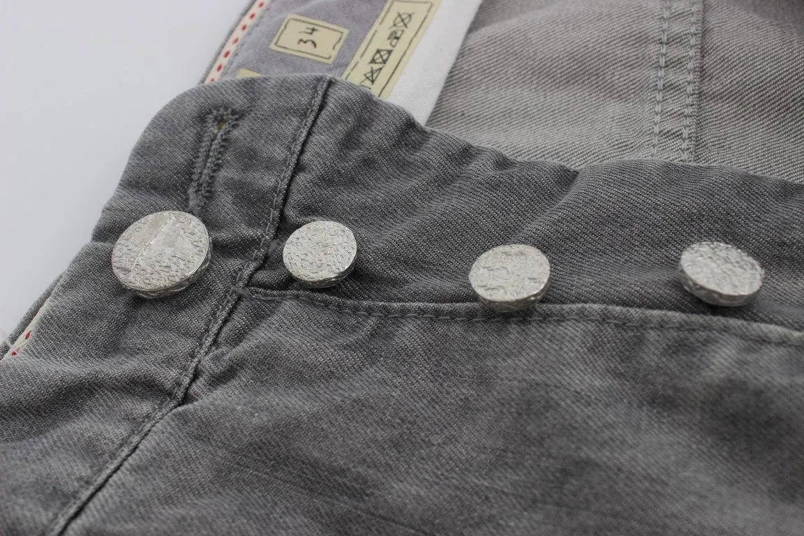 Gray Wash Denim Cotton Baggy Fit Jeans