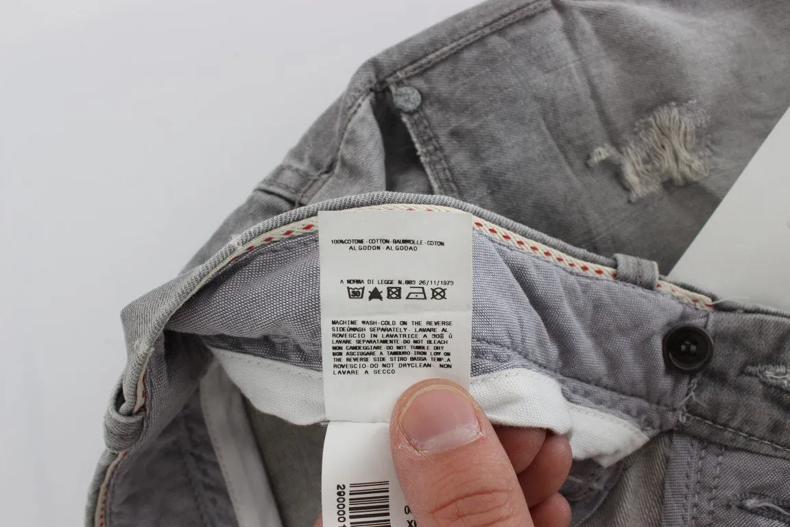 Gray Wash Denim Cotton Baggy Fit Jeans