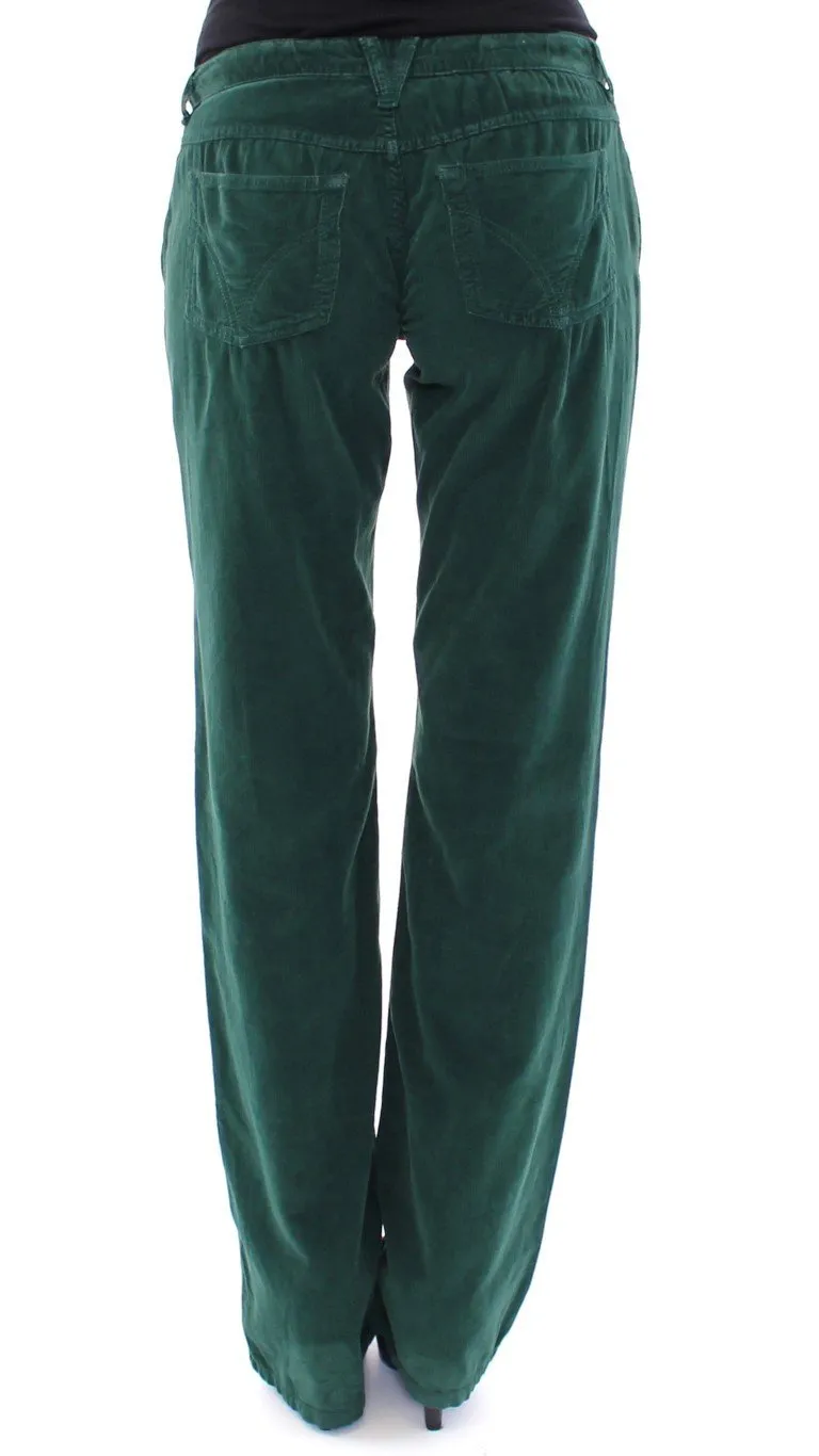 Green Cotton Corduroys Regular Fit Jeans
