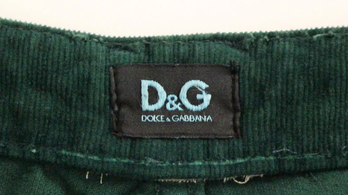 Green Cotton Corduroys Regular Fit Jeans
