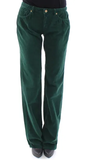 Green Cotton Corduroys Regular Fit Jeans