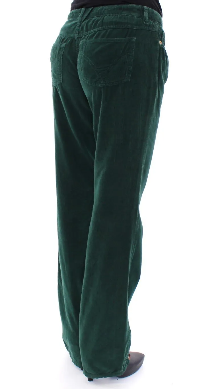 Green Cotton Corduroys Regular Fit Jeans
