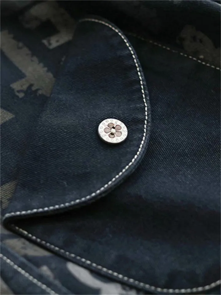 Hip Hop Vintage Letters Print Jeans for Women