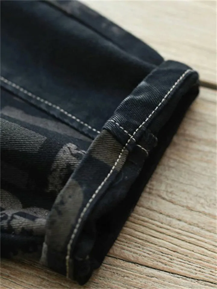 Hip Hop Vintage Letters Print Jeans for Women