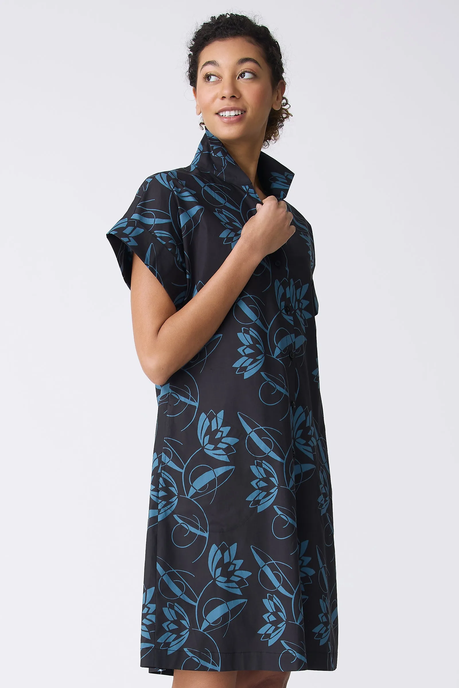 Holly Kimono Dress - Lotus Print