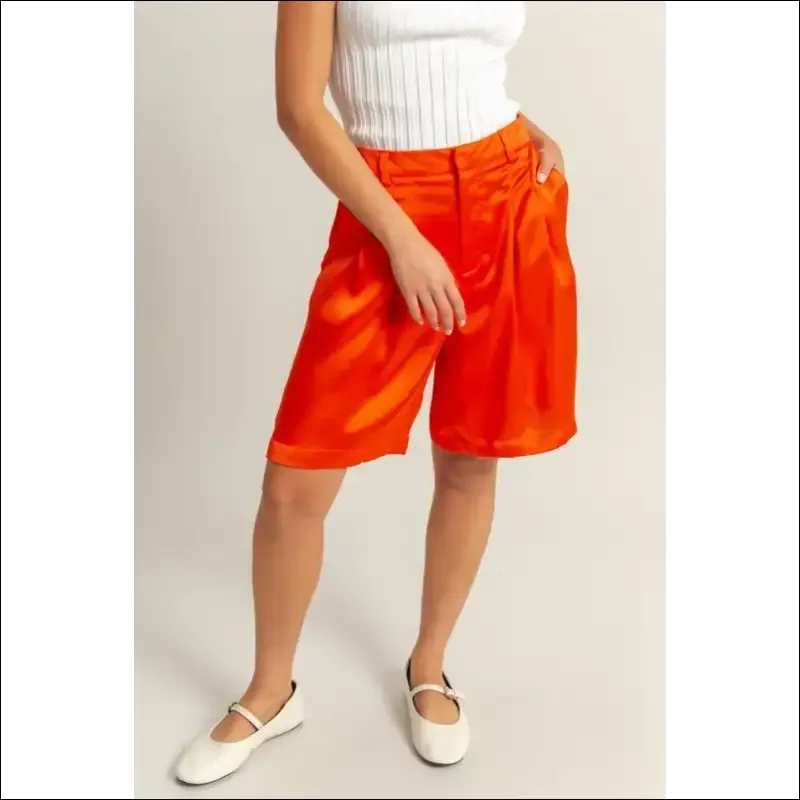 HYFVE Luxe High-Waist Pleated Satin Shorts