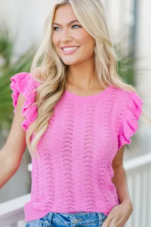In Good Graces Fuchsia Pink Crochet Top