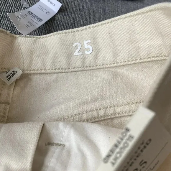 J. Crew Slouchy Cream Jeans Boyfriend Fit Denim Cotton Womens 25 Natural Ecru