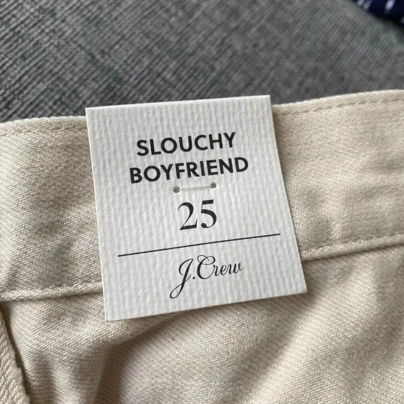 J. Crew Slouchy Cream Jeans Boyfriend Fit Denim Cotton Womens 25 Natural Ecru