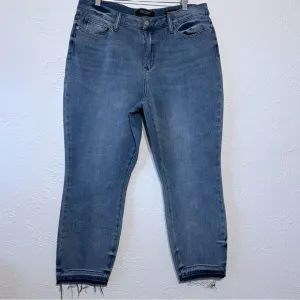 Judy Blue Jeans Women's Boyfriend Fit Size 15/32 Blue Denim Fray Hem High Rise