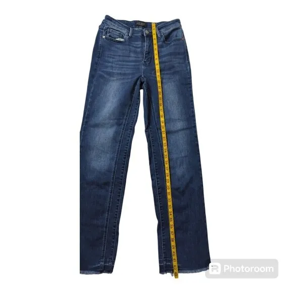 Judy Blue  Straight Fit Jeans Jb82464md Women's Size 7/ 28 Raw Hem Blue Color