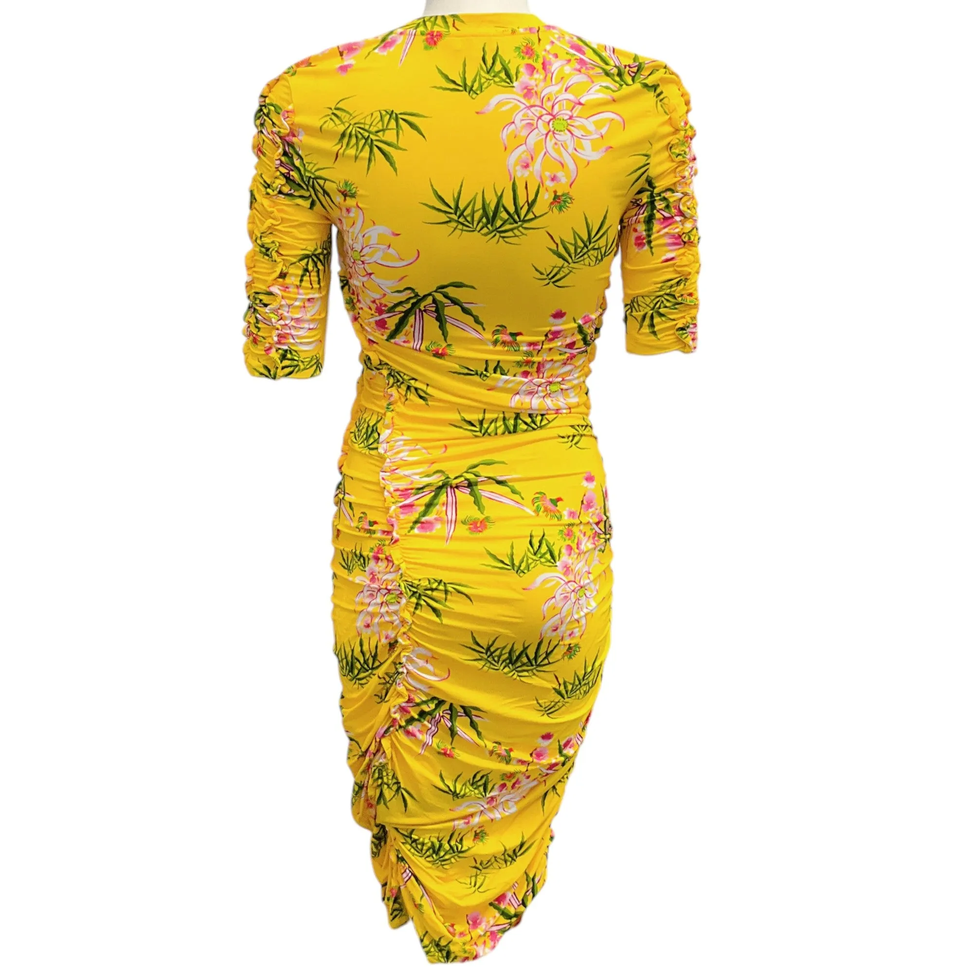 Kenzo Yellow Floral Ruched Dress