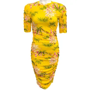 Kenzo Yellow Floral Ruched Dress