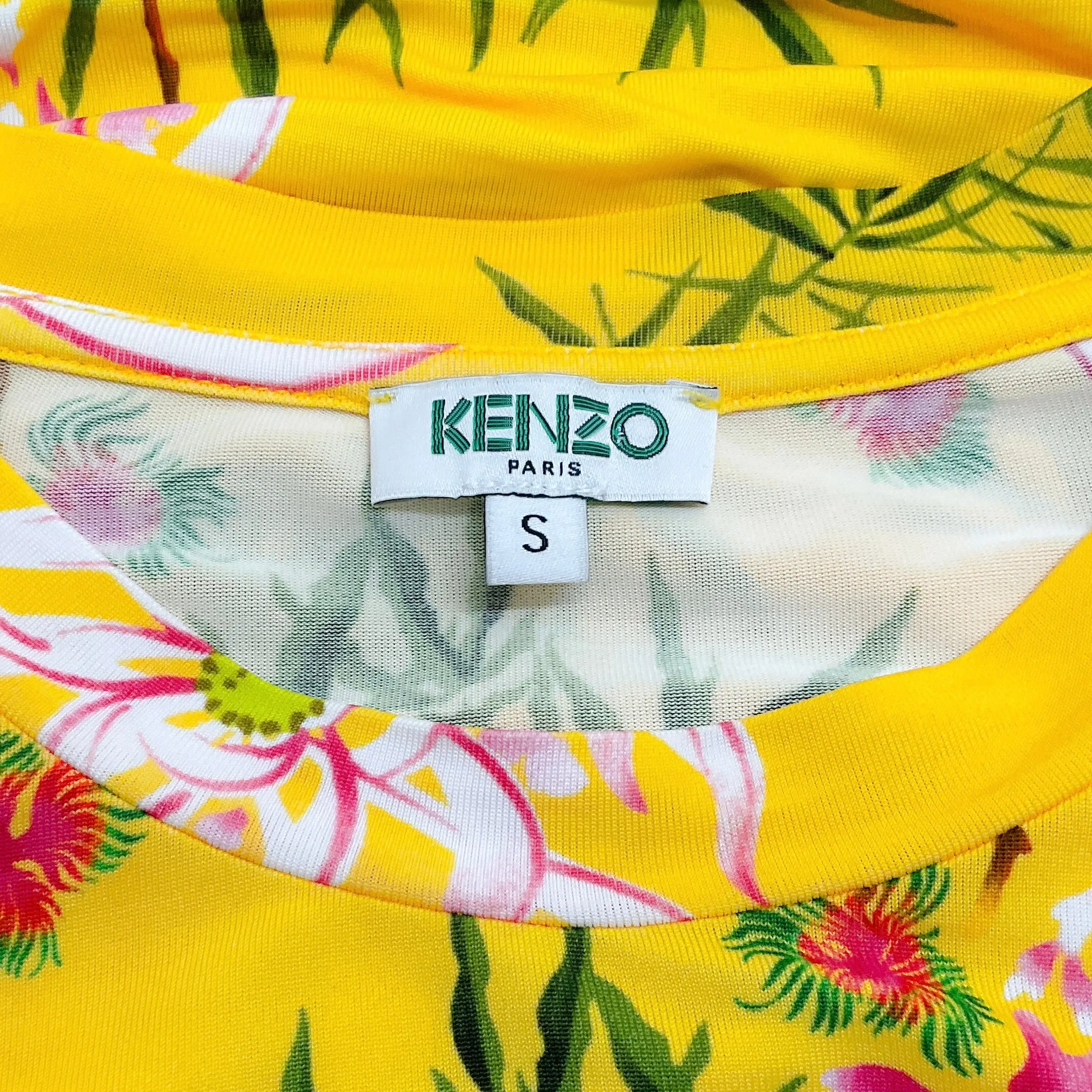 Kenzo Yellow Floral Ruched Dress
