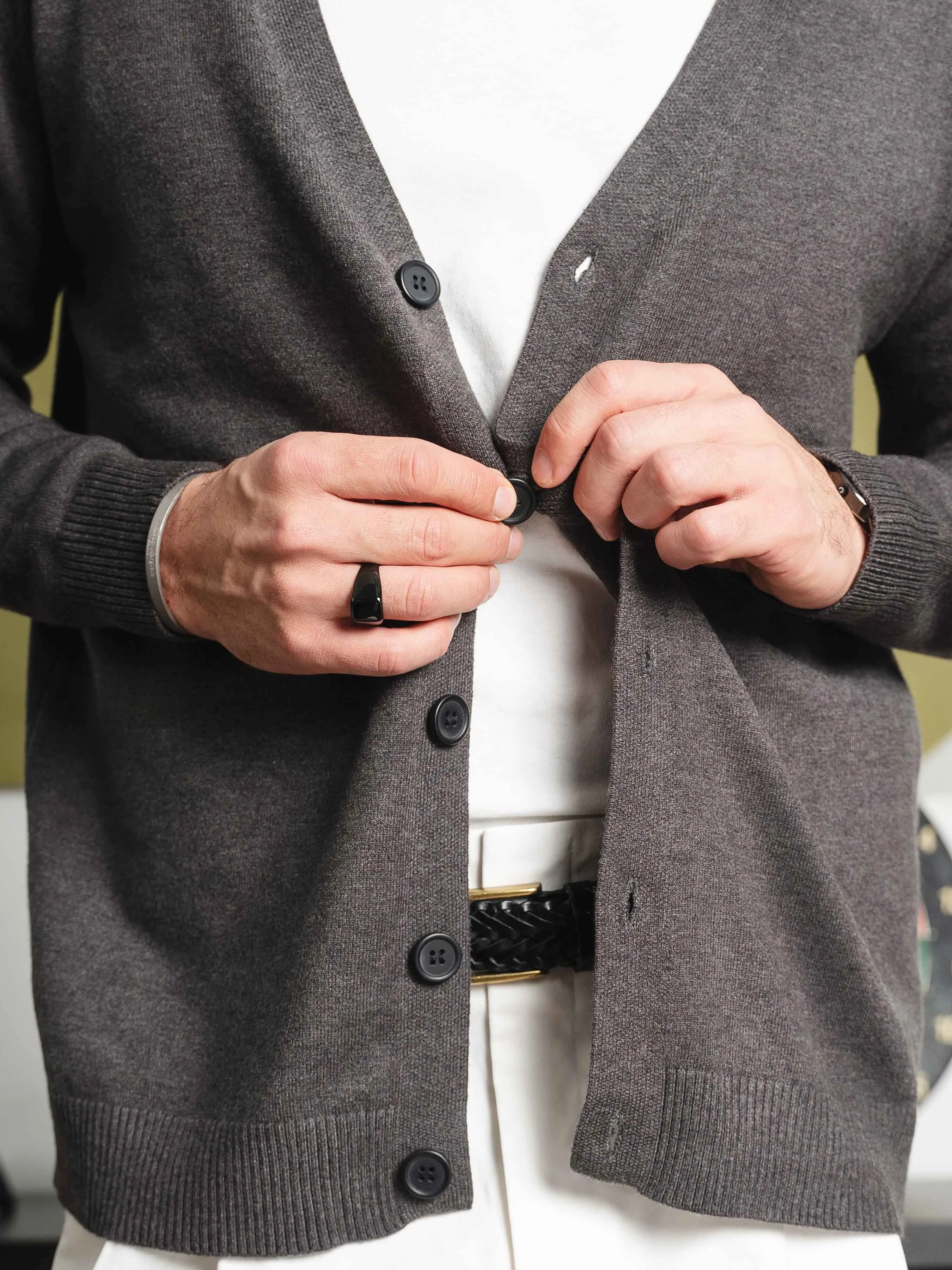 Knit Cardigan - Dark Grey Button-Up