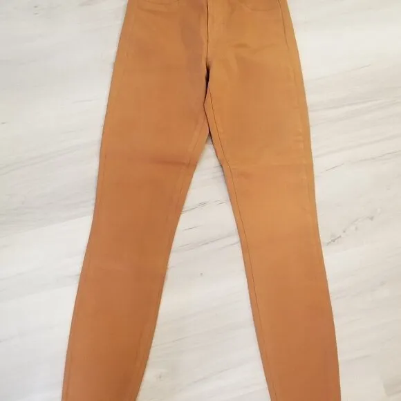 L'AGENCE Margot High Rise Skinny Jeans Coated Hazelnut Color Stretchy Size 24