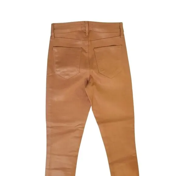 L'AGENCE Margot High Rise Skinny Jeans Coated Hazelnut Color Stretchy Size 24