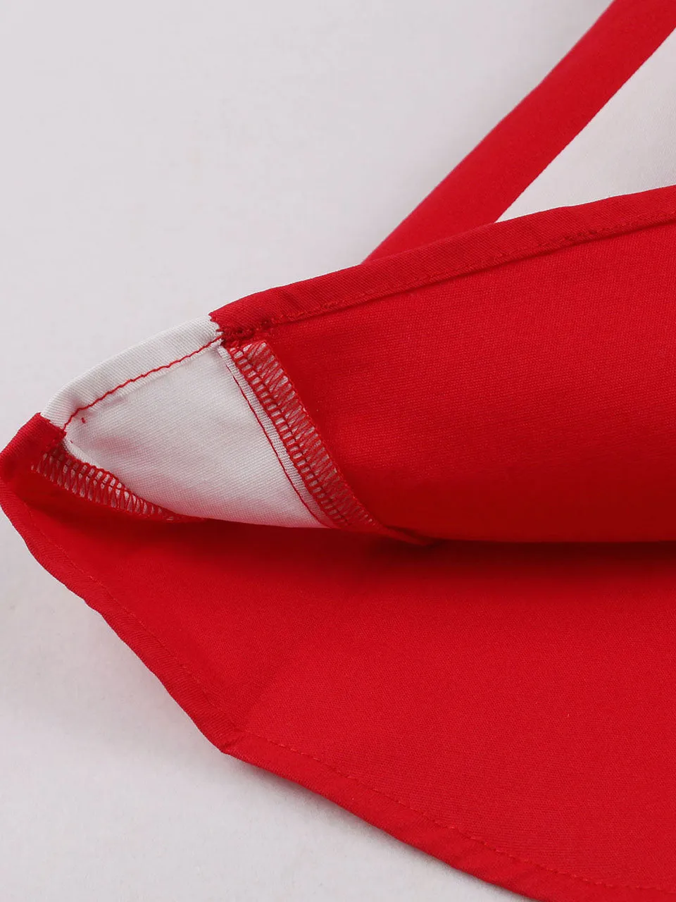 Lapel Collar Red And White Contrast Trim Vinatge Dress