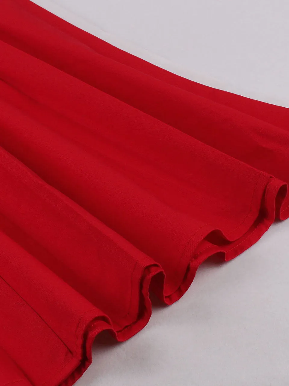 Lapel Collar Red And White Contrast Trim Vinatge Dress