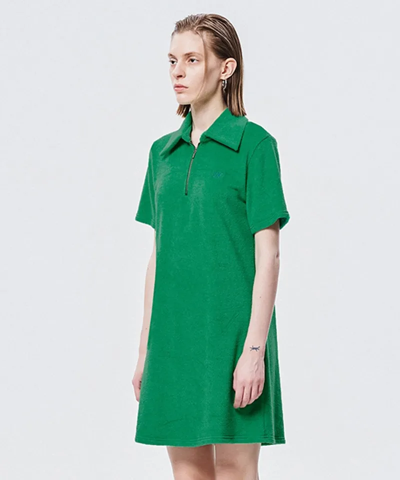 LE SONNET Terry Zip-Up Dress - Green