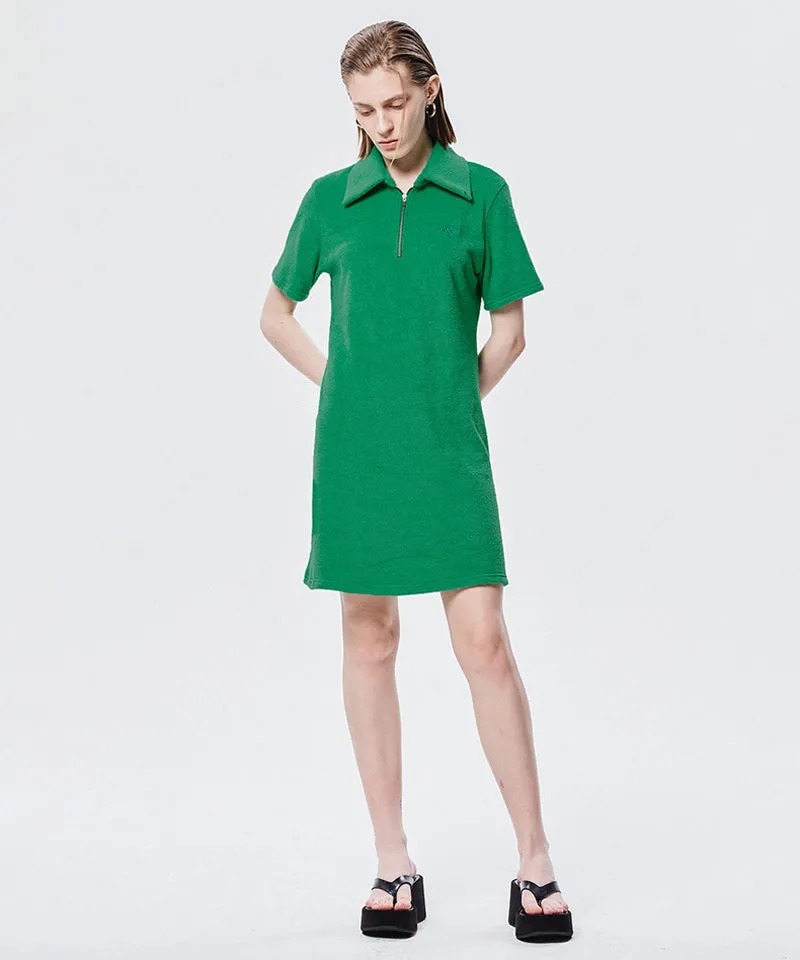 LE SONNET Terry Zip-Up Dress - Green