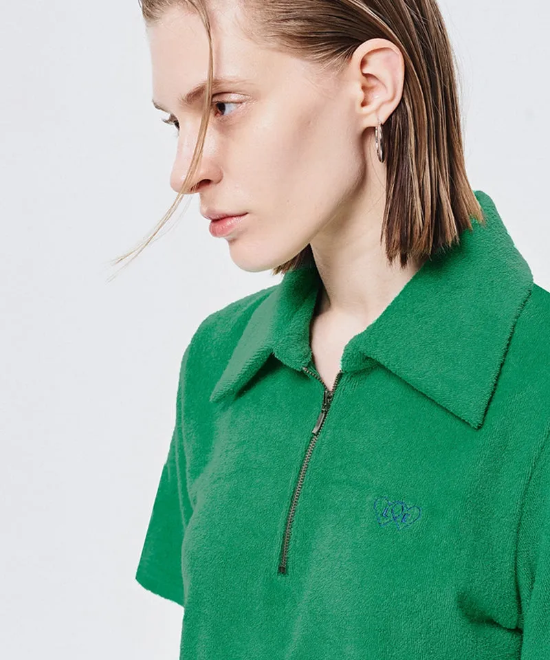 LE SONNET Terry Zip-Up Dress - Green