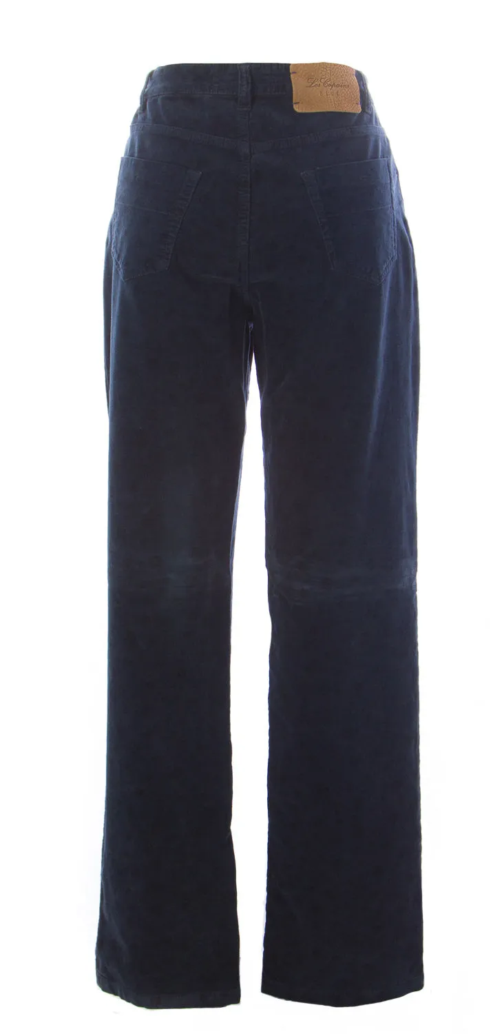 LES COPAINS BLUE Women's Navy Blue Floral Velvet Pants OJ3244 $233 NEW