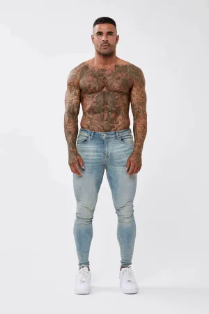 LIGHT WASHED SAND BLUE - SPRAY ON JEANS