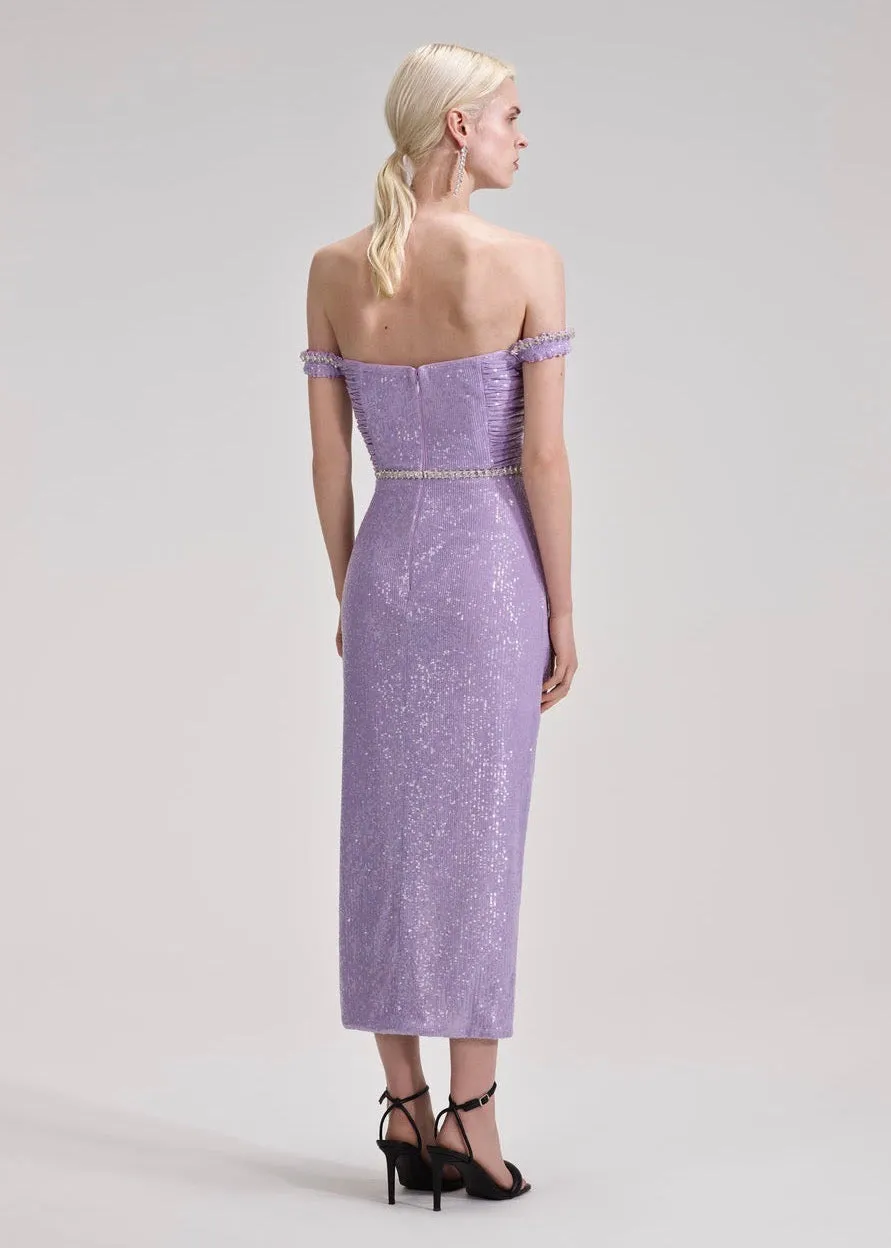 Lilac Sequin Midi Dress