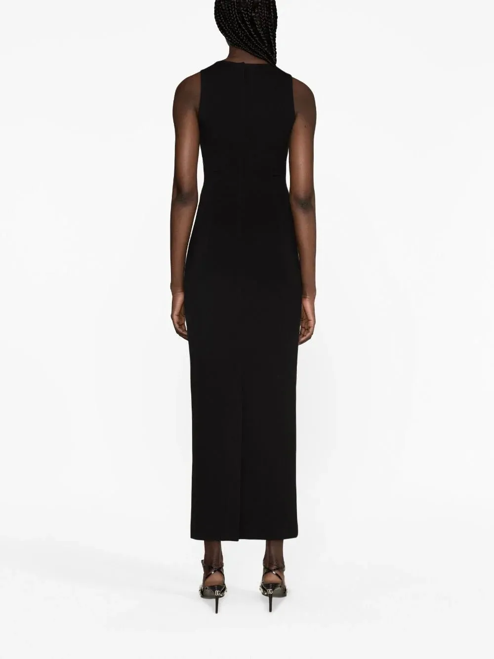 Logo-Plaque Sleeveless Midi Dress