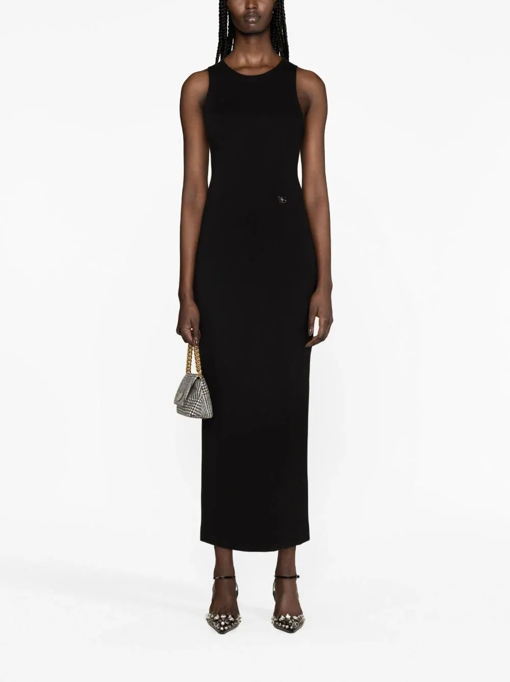 Logo-Plaque Sleeveless Midi Dress
