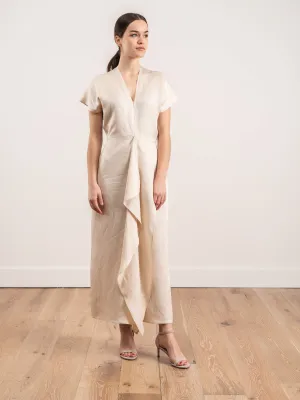 long freya linen drape dress