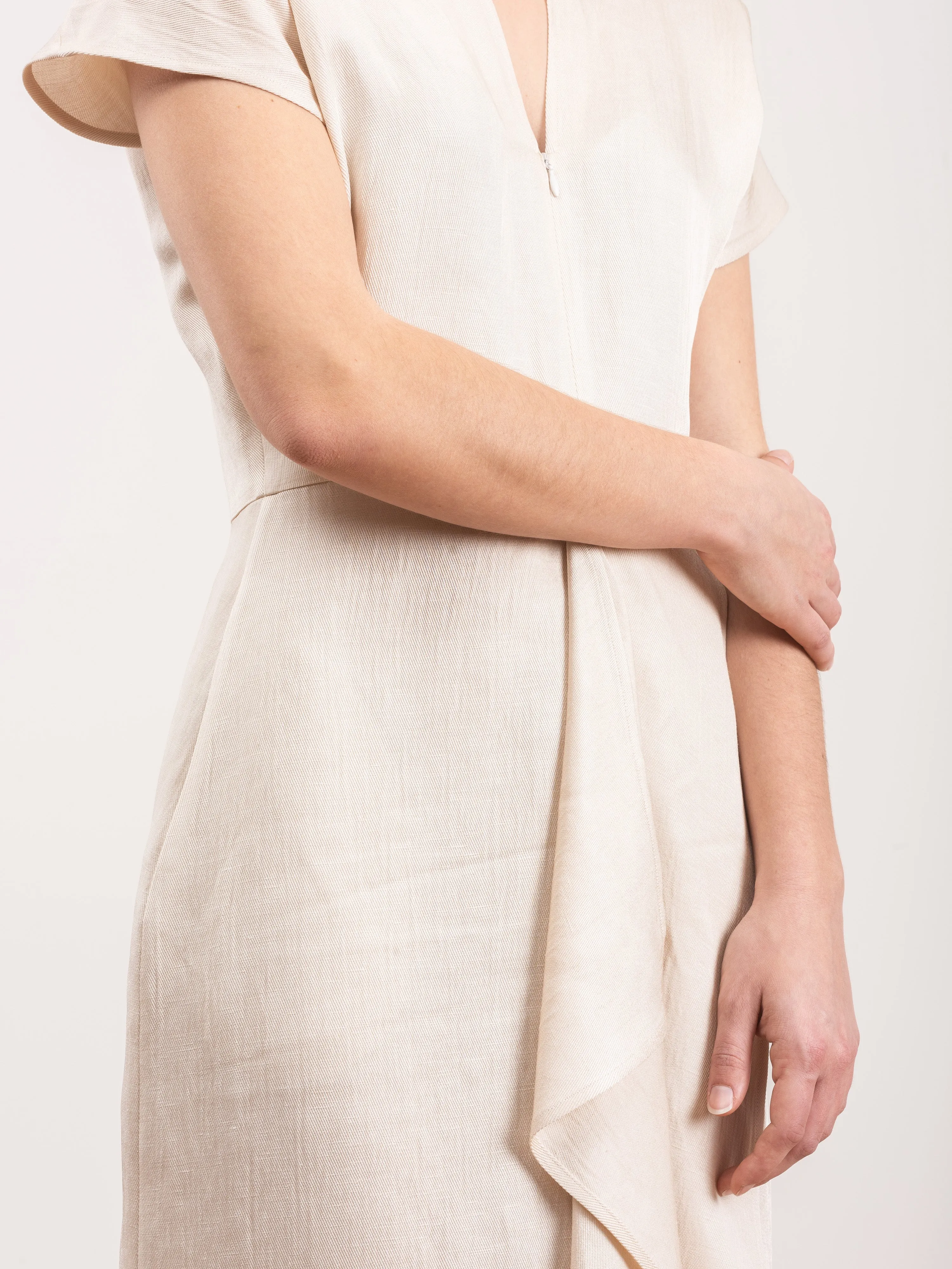 long freya linen drape dress