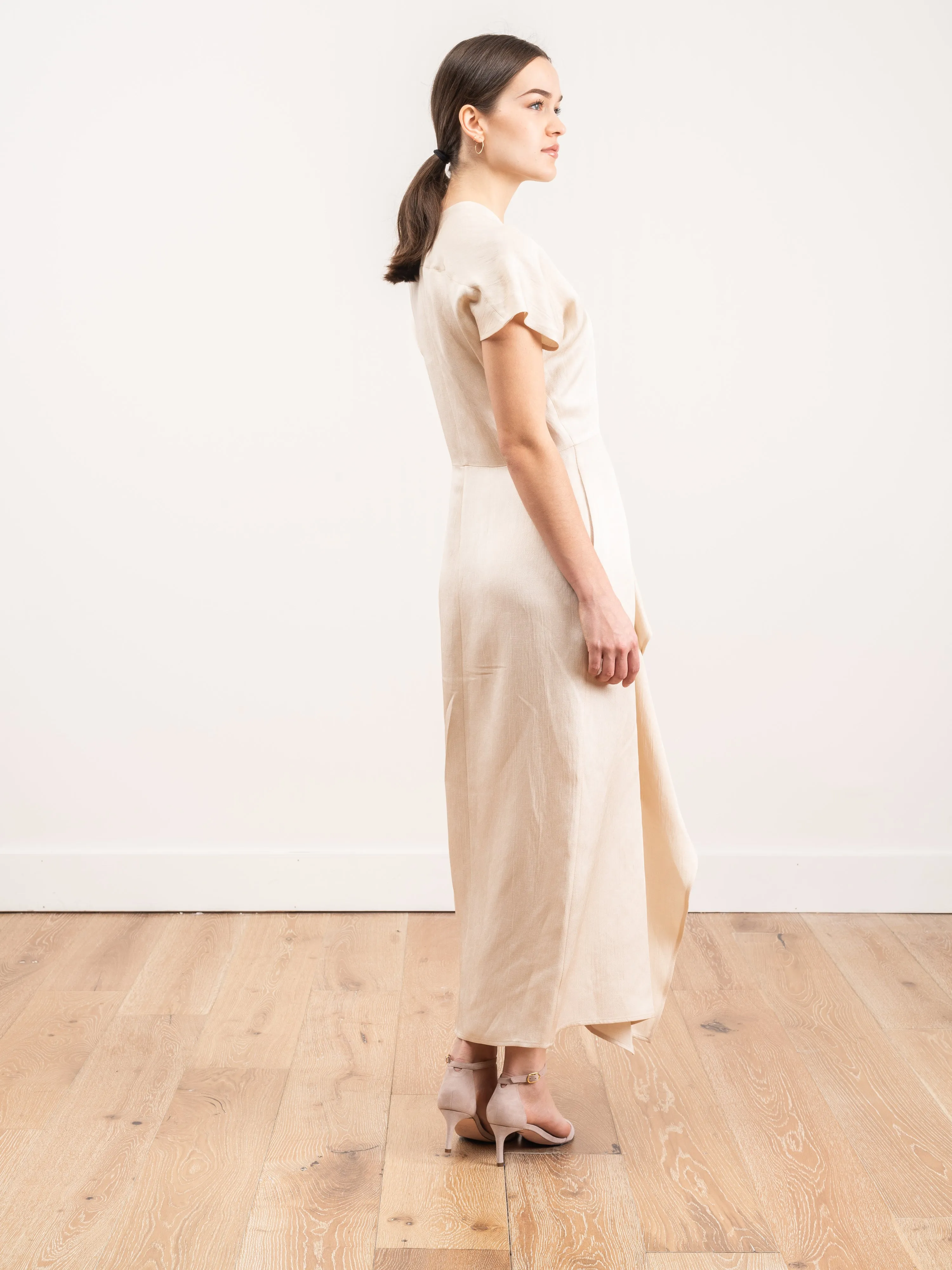 long freya linen drape dress
