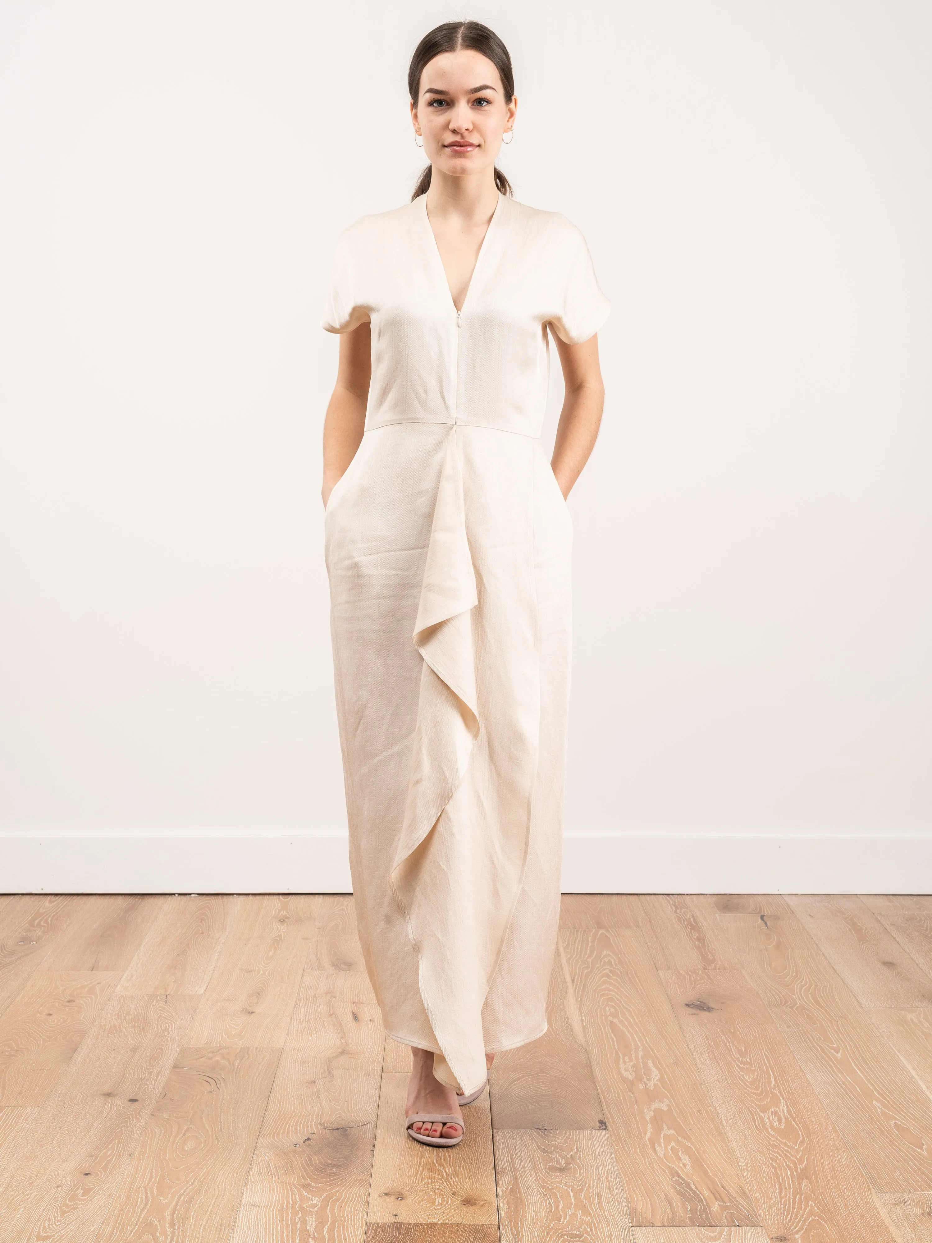 long freya linen drape dress
